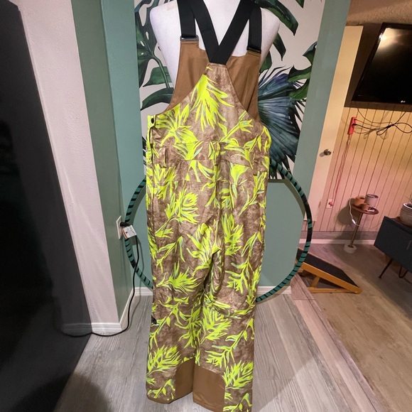 ❄️The North Face Vibrant Yellow and Brown Insulated Snowboarding Bib Overalls🗻 - Picture 3 of 16